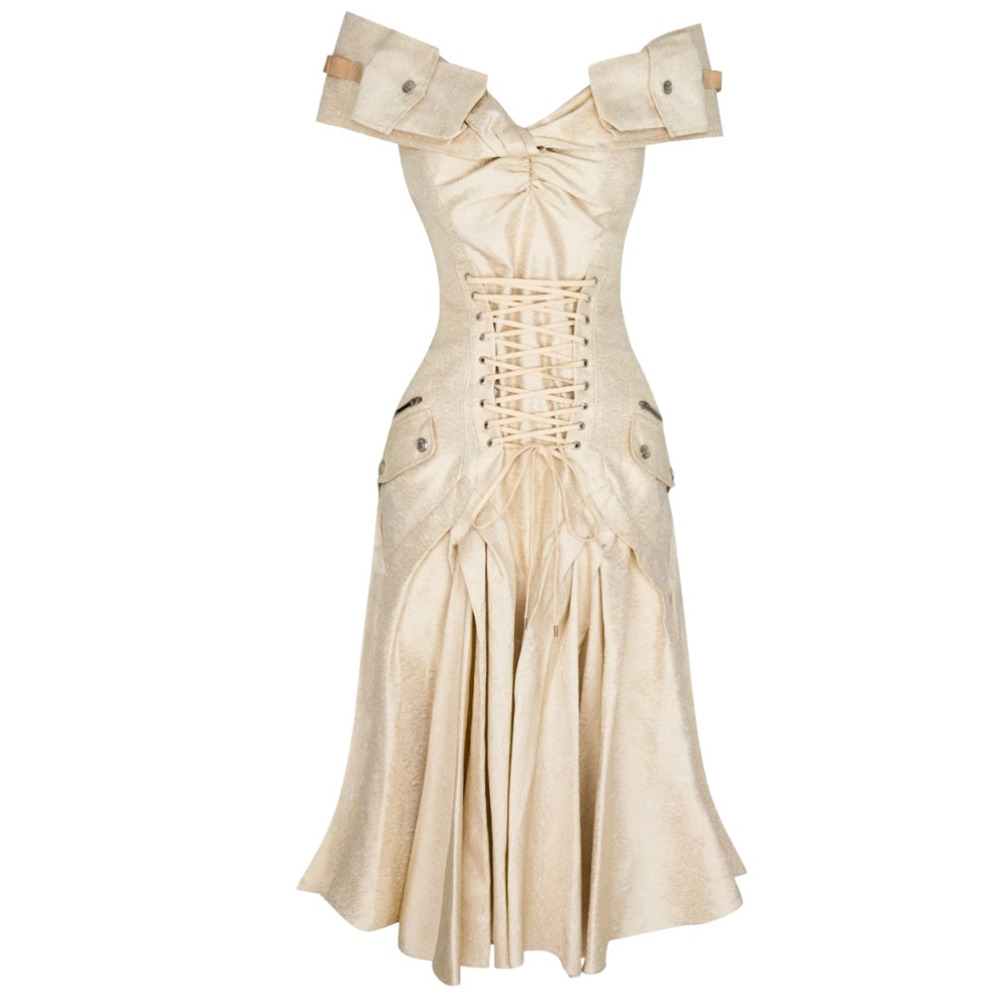 ⭐️SOLD⭐️ Christian Dior Vintage 2003 Silk Metallic Jacquard Corset Dress 38FR/M
